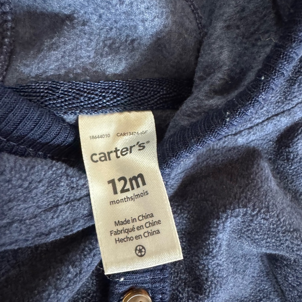 Carter’s Fleece One Piece with Fox/Raccoon Appliqué - Picture 4 of 5